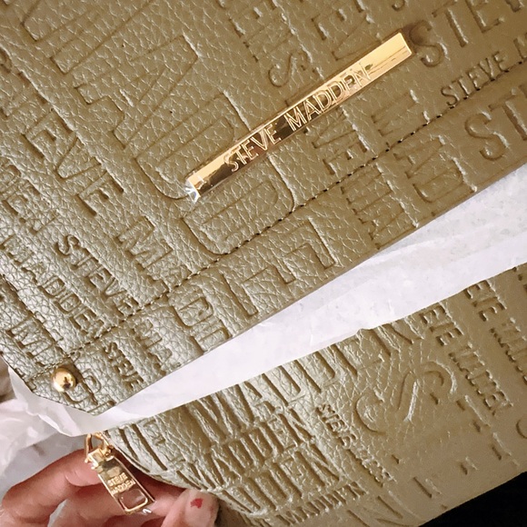 STEVE MADDEN DR126400 OLIVE BTAMPAA Logo EMBOSSED soft LEATHER BACKPACK Tassel - Picture 8 of 11